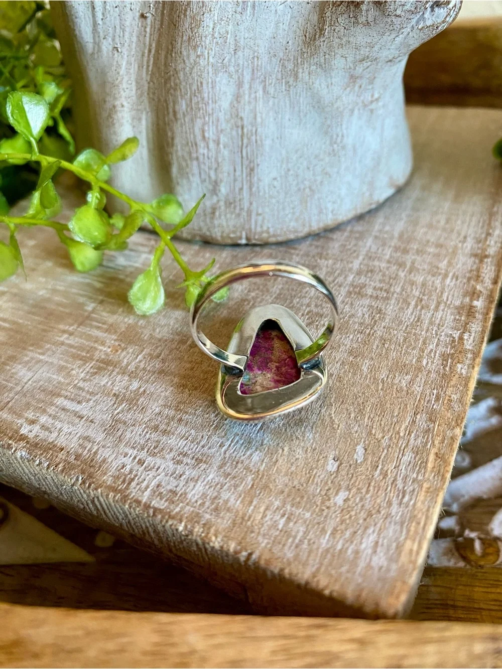 Pink Sea Sediment Jasper ring 925 sterling silver southwestern boho size 8.5